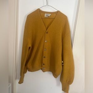 Vintage Arnold Palmer Robert Bruce Gold Cardigan Sweater Mens XL Union USA Made